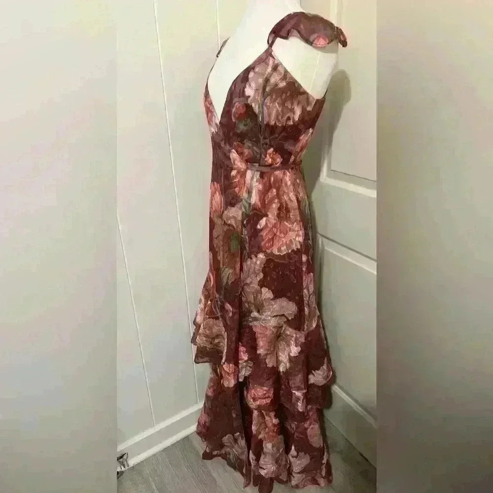 Anthropologie‎ Hutch $240 Senna Floral Tiered Maxi Wrap Dress Feminine Boho Red - Picture 6 of 12